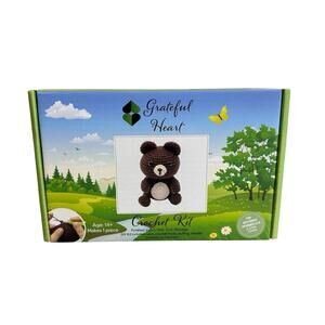 Grateful Heart Bear Beginner Crochet Kit Includes Yarn Hook Stuffing Needle New